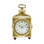 A French Louis XVI style white marble and ormolu mounted timepiece, late 19th century,