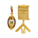 Two awards to George Brigden, comprising; an 18ct gold Masonic jewel, of Masonic square form,