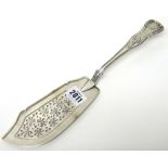 A William IV silver King's pattern fish slice, with pierced decoration, London 1834, weight 217 gms.