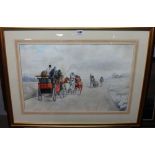 Richard Rosenbaum (1864-?), Coaching scenes in the snow, a pair, watercolour, both signed,