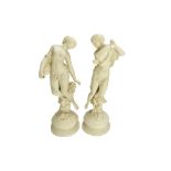 A pair of parian ware figures, 'Morning Dew' and 'Evening Dew', circa 1855,