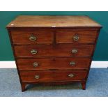 A Regency mahogany chest of two short and three long drawers, on splayed bracket feet, 92cm wide.