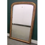 A 19th century and later gilt framed arch top wall mirror, 101cm x 171cm.