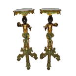 A pair of late 19th century parcel gilt polychrome painted jardinieres,