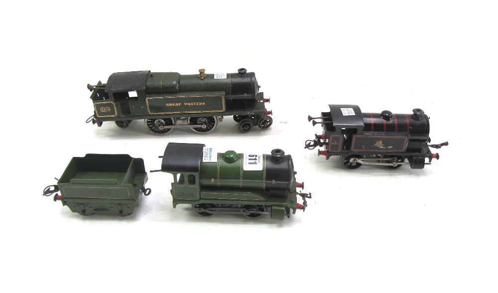 A Hornby Type 501 clockwork locomotive and tender, LNER 1842, a Hornby Type 40 locomotive,