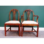 A set of eight George III style mahogany hoop back dining chairs, on canted square supports,
