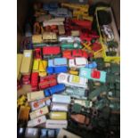 A quantity of die-cast vintage vehicles, playworn,
