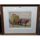 John Atkinson (1863-1924), Harvest time, watercolour, signed, 28cm x 39cm.