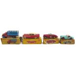 Four Dinky die-cast vehicles, comprising; farm produce wagon, 174 Hudson Hornet Sedan,