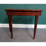 A late 18th century Scottish satinwood banded mahogany card table,