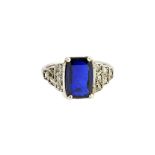 A white gold, sapphire and diamond ring,