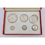 A George V 1927 part specimen coin set of five coins, including the wreath crown,