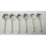 A set of six silver rat tail pattern small soup spoons, Sheffield 1938, weight 318 gms.
