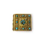 A three colour gold and turquoise bound miniature book,