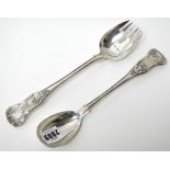 A matched pair of silver King's pattern salad servers, London 1834 and 1836, weight 360 gms.