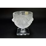 A Lalique clear and frosted glass 'Elizabeth' vase, 20th century, raised on a square foot,