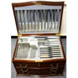 A George V silver canteen of flatware for twelve persons in the Old English pattern,