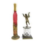 A 19th century Gothic Revival gilt bronze mounted cranberry glass scent bottle,