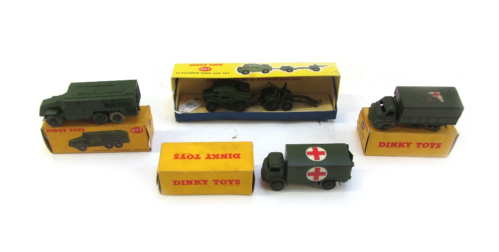 Four Dinky die-cast military vehicles, comprising; 677 armored command vehicle,