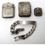 Silver, comprising; a rectangular vesta case, Birmingham 1901, a Victorian rectangular vesta box,