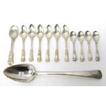 Silver table flatware, comprising; a set of six King's pattern grapefruit spoons, Sheffield 1978,