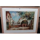 Thomas William Morley (1859-1925), Village street scene, watercolour, signed, 50cm x 73cm.