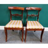 A set of six early Victorian inlaid rosewood dining chairs,