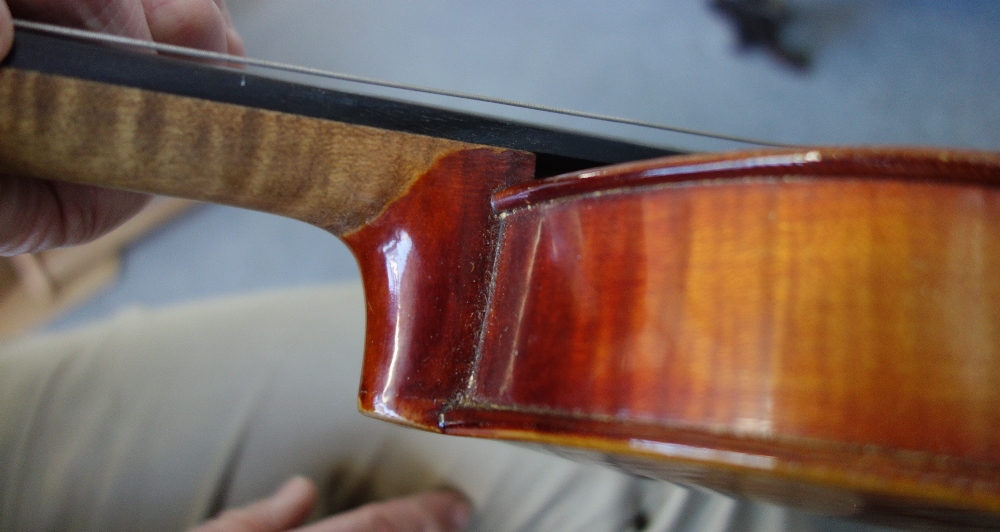 A viola, mid-20th century, interior paper label reads 'Copy of Antonius Stradivarius', 16 inches, - Image 5 of 12