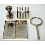 Silver and silver mounted wares, comprising; two rectangular trinket dishes,