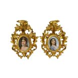 A pair of small German porcelain oval plaques, late 19th century,