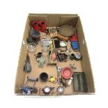 A quantity of vintage dolls house furniture and accessories, mainly metal items,