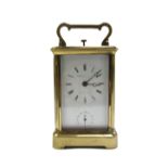 A French brass cased hour repeating carriage clock, 19th century,