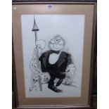 Grenville Jones (20th century), Harry Secombe as 'Sir Cumference', pen and ink,