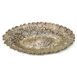 A late Victorian silver oval cake or bread basket,