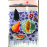 Attributed to Mary Fedden (1915-2012), Still life of fruit, watercolour, signed and dated 1987,