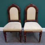 A set of eight late Victorian walnut dining chairs,