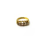 A Victorian 18ct gold and diamond set five stone ring,