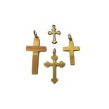 A 9ct gold plain pendant cross, Birmingham 1942, a 9ct gold pendant cross, Birmingham 1957,