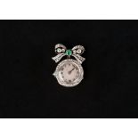 An 18ct gold and diamond set circular cased lady's pendant watch, with a jewelled Swiss movement,