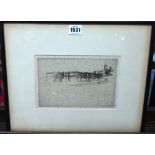 James Abbott McNeill Whistler (1834-1903), Little Putney Bridge, etching with drypoint, 13cm x 20cm.