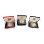 A collection of modern silver proof coinage, some by Pobjoy Mint, all in original fitted cases,