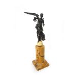 A cast winged figure of Victory, second half 19th century, apparently unmarked,