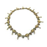 A late 19th century Continental silver and gem set necklace in Renaissance style,
