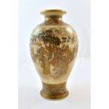 A Japanese satsuma pottery vase, Meiji, of baluster form,