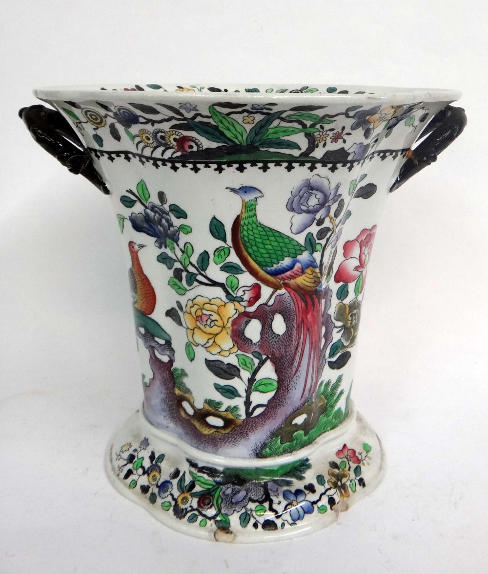 A Copeland Spode oval tapering vase, decorated with a Japan pattern, 25cm wide,