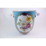 A Sevres style Porcelaine Royal cache pot, late 20th century, painted with bouquets of flowers,