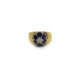 A 1970's sapphire and diamond cluster ring,