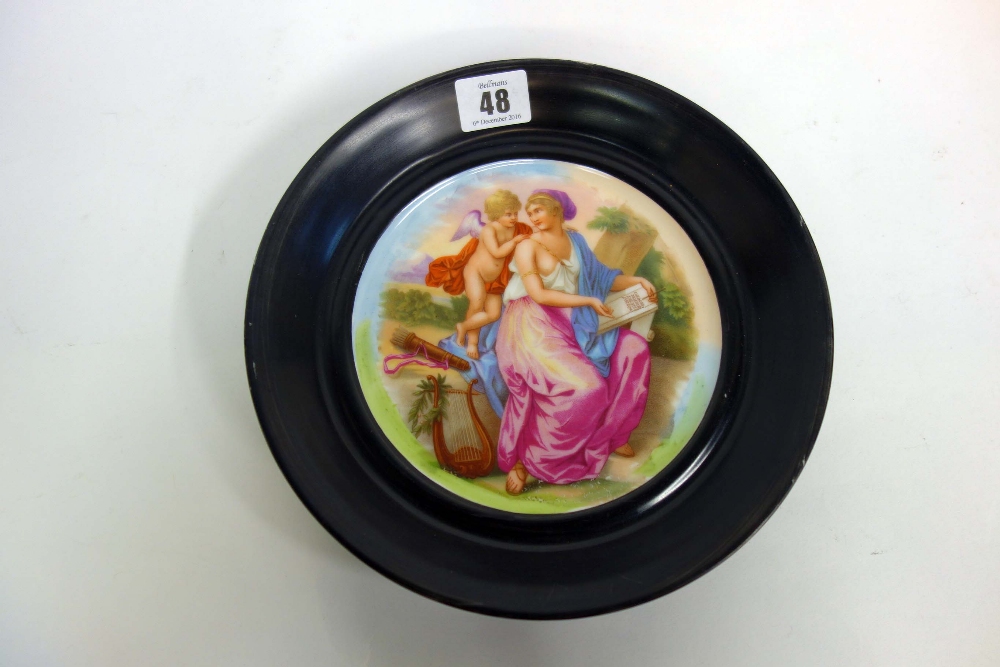 A pair of Paris porcelain plates, decorated with classical figure scenes after Angelica Kauffman,