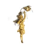 A gilt painted metal cherub pendant light fitting, early 20th century, a brass jardiniere,
