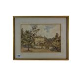 English School, 19th Century, A view of a country house, watercolour, 22.